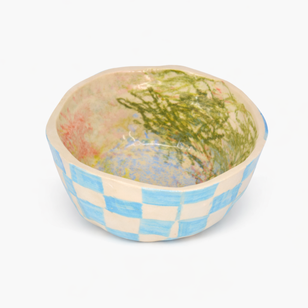 Bowl Cuadrillé Celeste Bowl - Cerámica Artesanal | Taller Zarzamora x Frutiferia