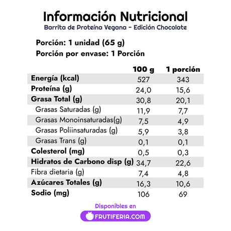 Barra de Proteína Vegana Chocolate (u)