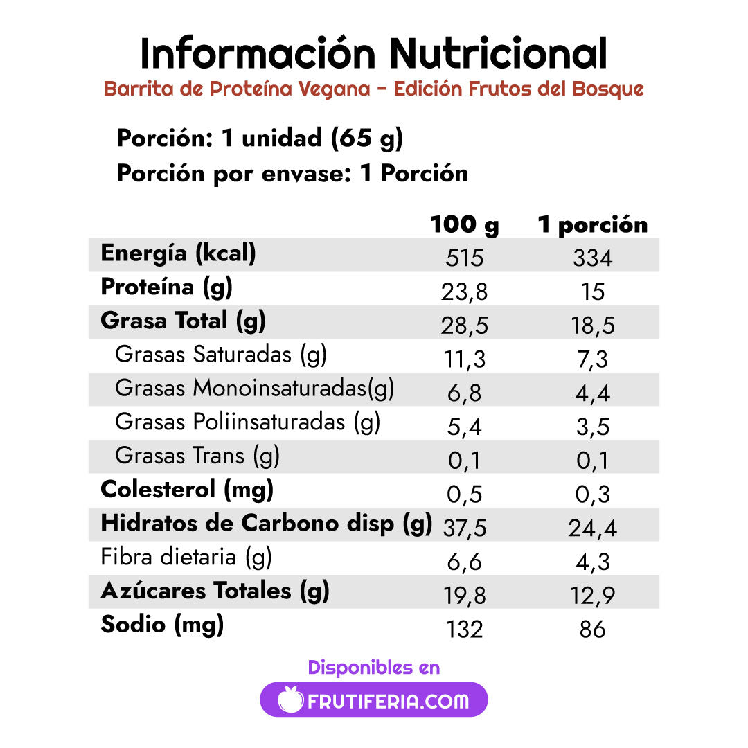 Barra de Proteína Vegana Frutos del Bosque  (u)