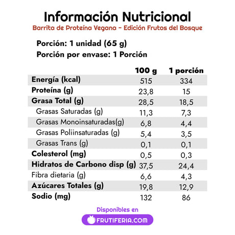 Barra de Proteína Vegana Frutos del Bosque  (u)